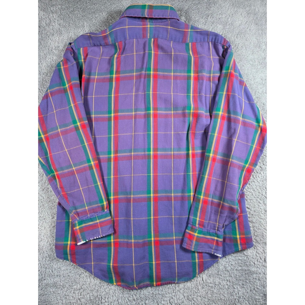 American Eagle Button Down Shirt Large Purple Mens Vintage Plaid Distressed 90s - Picture 3 of 11